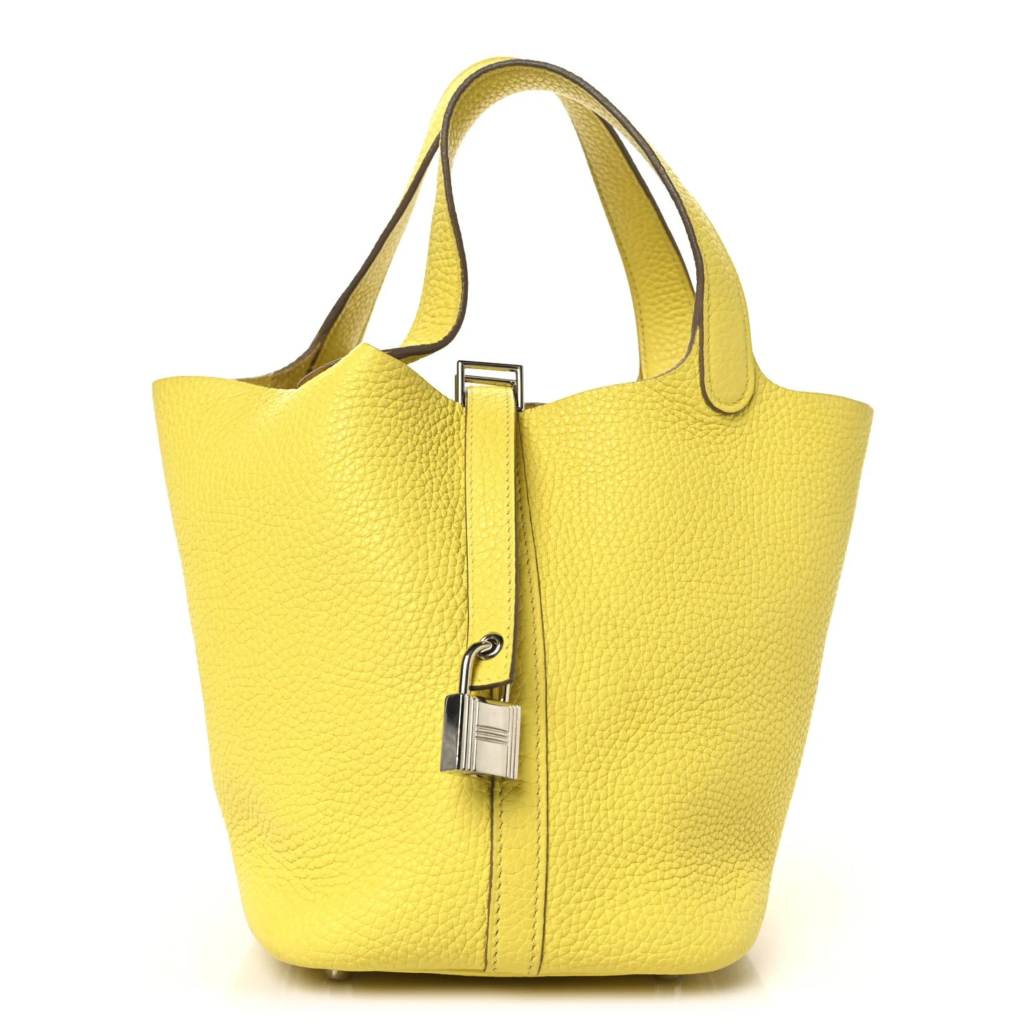 Taurillon Clemence Picotin Lock 18 PM Lime | FASHIONPHILE (US)