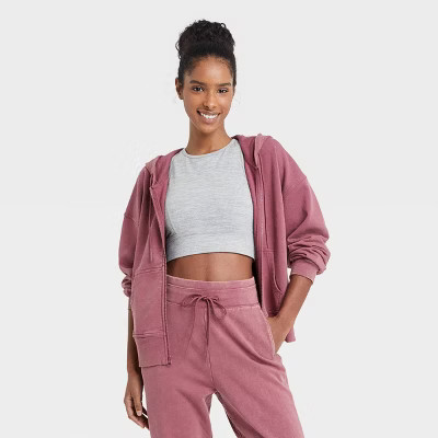 Women's Full Zip French Terry Acid Wash Hoodie - JoyLab™ | Target