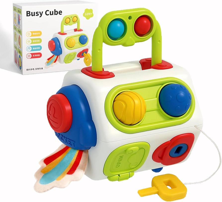 Busy Cube Travel Toy for Toddlers, Fine Motor Montessori Activity Toy | Amazon (US)
