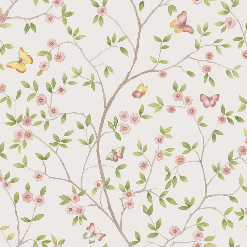Blomstermala Floral Butterly Trail 33' L x 21" W Wallpaper Roll | Wayfair North America