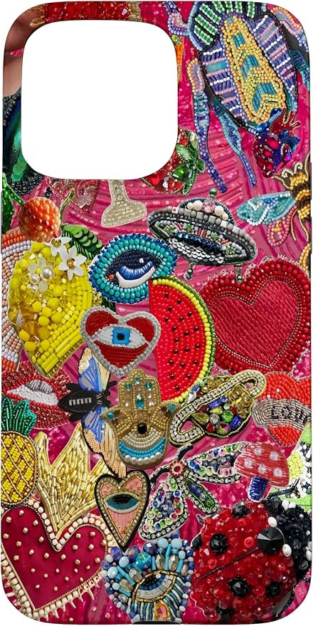 iPhone 15 Pro Max Vintage Mosaic Charm Collage Eyes Hearts Watermelon Case | Amazon (US)