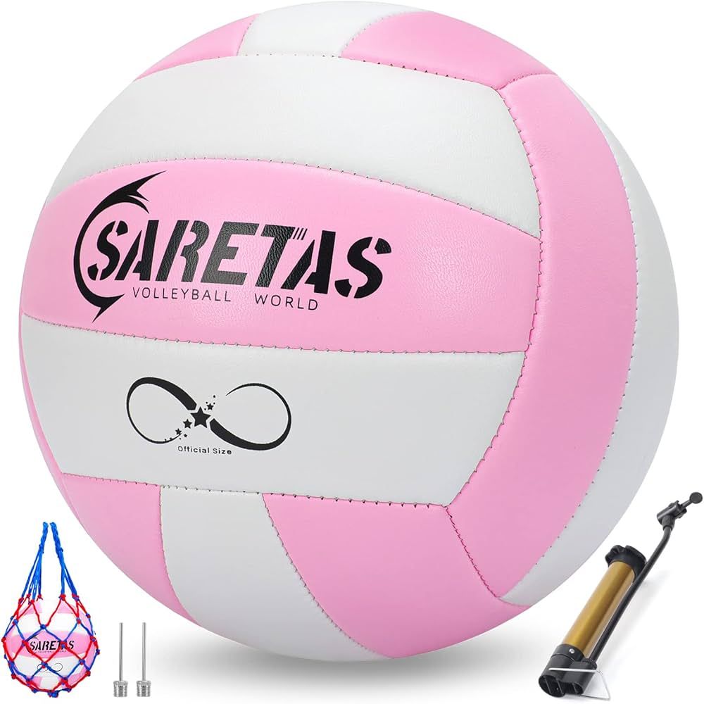 SARETAS Volleyball,Beach Volleyball Official Size for Outdoor/Indoor Play,Colorful Soft Volley Ba... | Amazon (US)