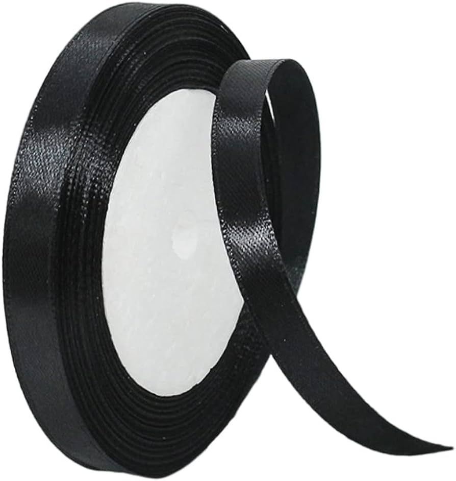 Black Ribbon 10mm for Gift Wrapping,22M Halloween Satin Ribbon Black Polyester Ribbon Balloon Rib... | Amazon (UK)