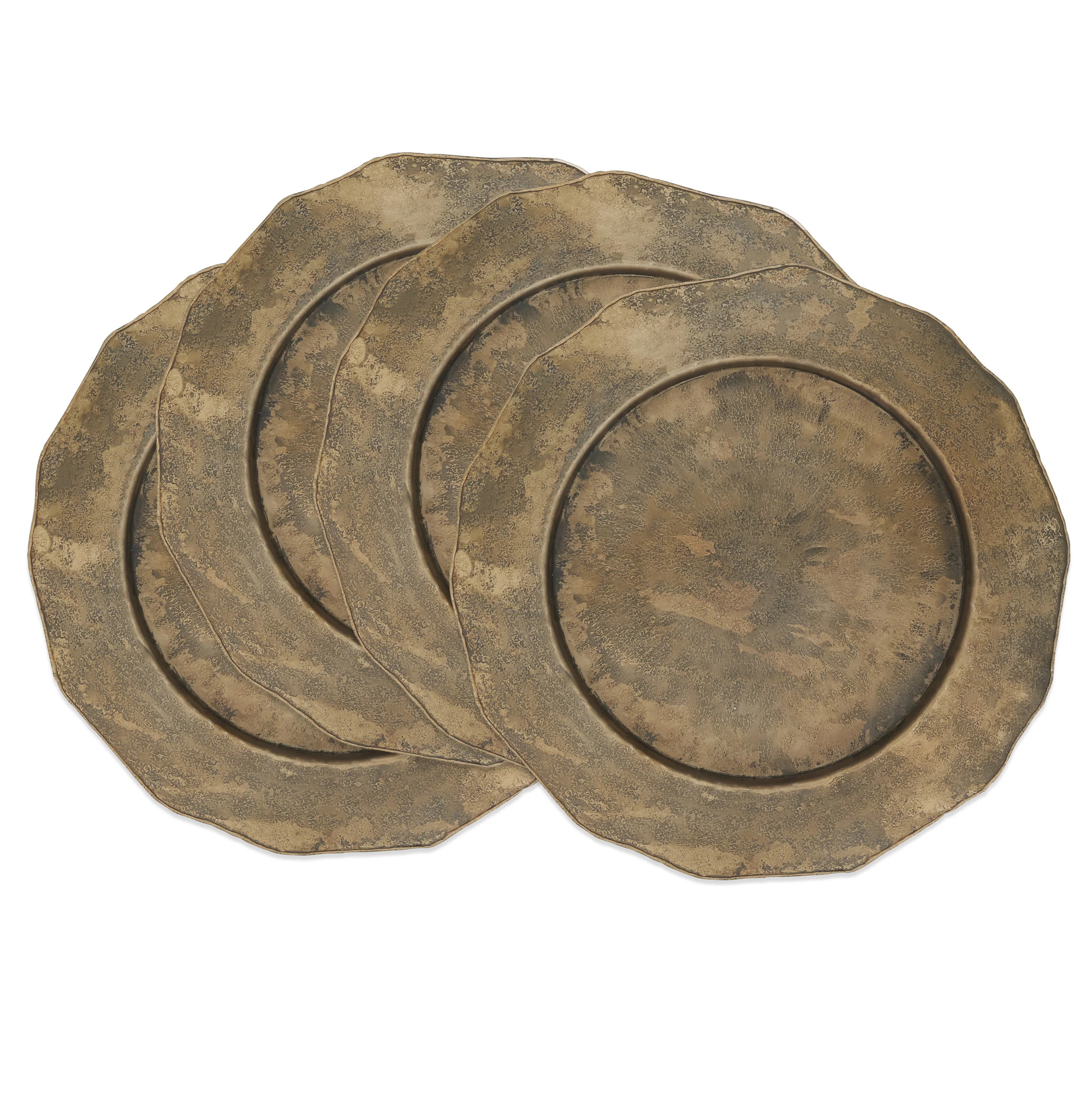 Hicklin Contemporary Hammered Charger Plate With Scallop Edge (Set Of 4) 13R (Set of 4) | Wayfair North America