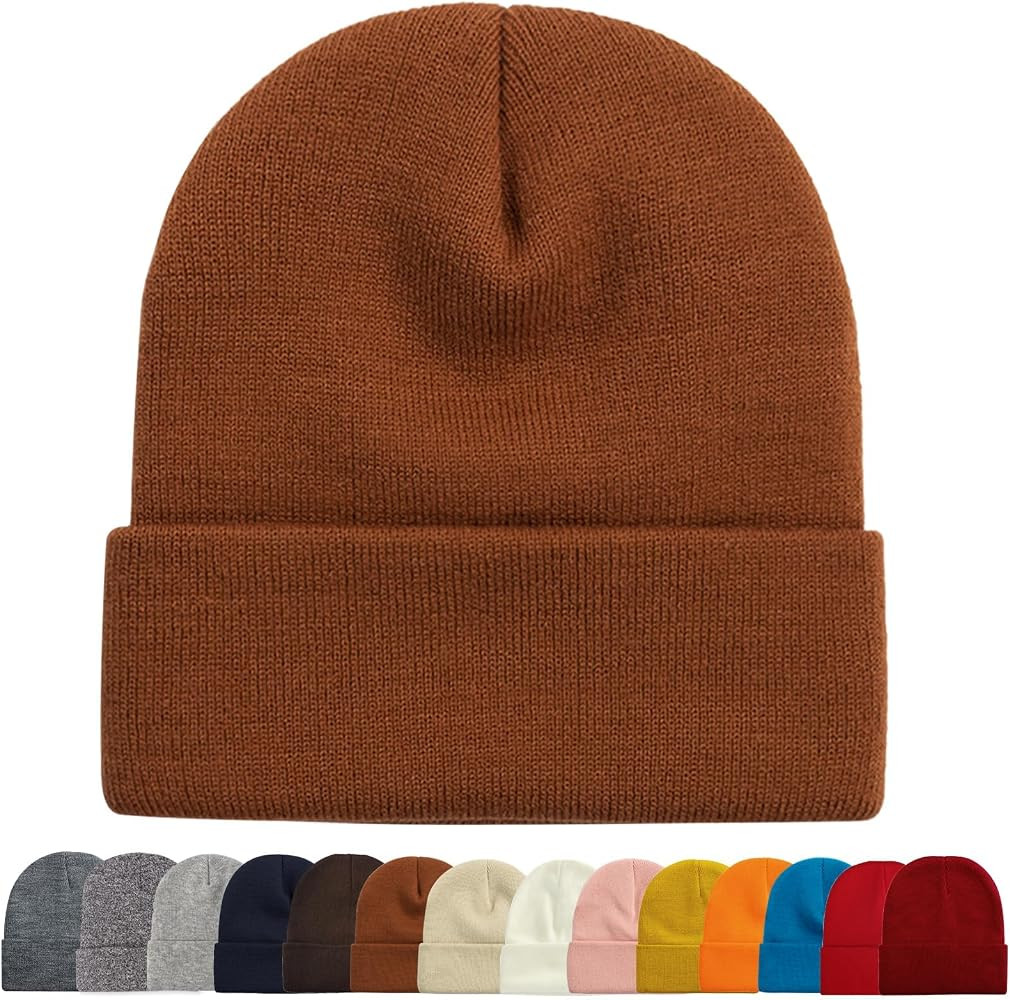 ZOORON Beanie for Men Women Warm Winter hat Acrylic Knit Cuffed Skull Cap | Amazon (US)