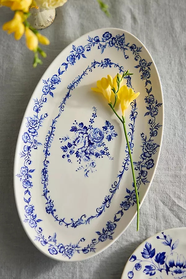 Botanical Transferware Serving Platter | Anthropologie (US)