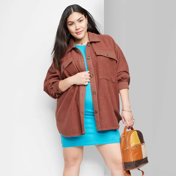 Women's Brushed Fleece Oversized Shacket - Wild Fable™ | Target