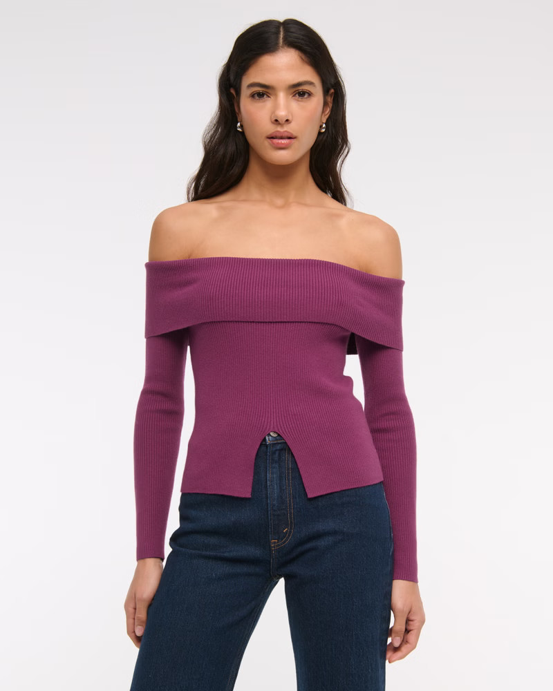 Ribbed Off-The-Shoulder Cutaway Sweater | Abercrombie & Fitch (US)