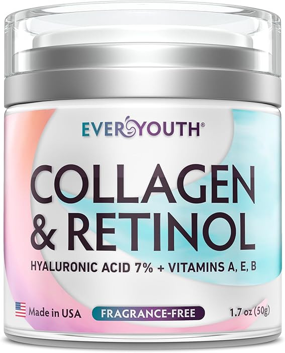 Collagen Cream for Face, Neck & Décolleté, Anti Aging Facial Moisturizer for Women with Hyaluro... | Amazon (US)