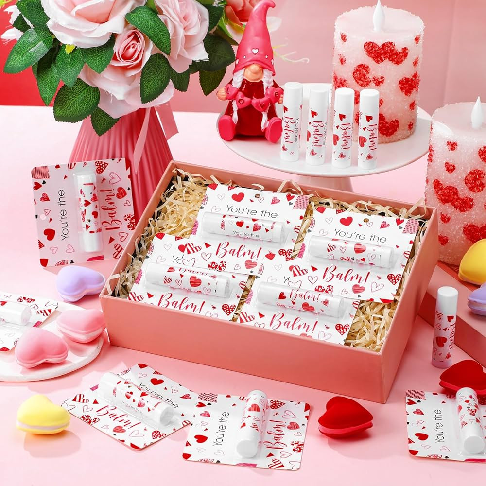 Heigble 24 Pcs Valentine Lip Balms Bulk Galentine's Day Gifts Valentine's Day Party Favors Red He... | Amazon (US)