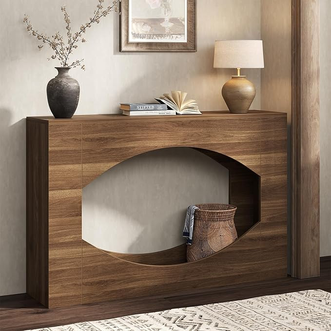 Farmhouse Console Table with LED Lights, 47 Inches Entryway Table with Open Storage, Modern Wood ... | Amazon (US)