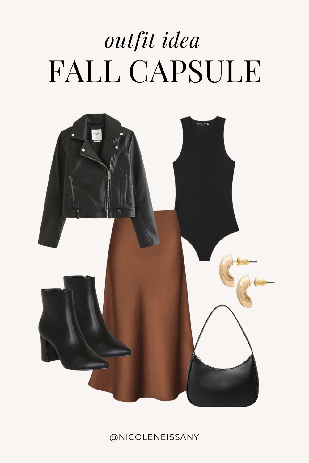 Fall Capsule Wardrobe Outfit Idea | fall capsule outfit, fall outfit, fall outfits, fall style, fall fashion, fall 2024 fashion, fall outfits 2024, fall trends 2024, fall outfit inspo, fall outfit inspiration, fall capsule wardrobe essentials, fall wardrobe essentials, fall closet essentials, fall essentials, fall basics, fall must haves, neutral capsule wardrobe, neutral outfit, neutral fashion, casual outfit, casual date night outfit, elevated casual outfit, brunch outfit, everyday outfit, Abercrombie, Abercrombie denim, Abercrombie jeans, Amazon Fashion, Revolve, Lulus, Nordstrom // leather jacket, fall jacket, moto jacket, bodysuit, brown satin midi skirt, black ankle boots, gold teardrop earrings

#LTKSeasonal #LTKShoeCrush #LTKItBag #LTKStyleTip #LTKFindsUnder50 #LTKFindsUnder100 #LTKTravel #LTKSaleAlert 