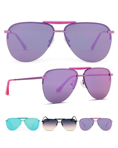 DIFF Tahoe Designer Oversized Aviator Sunglasses for Women UV400, Pink Rush Metallic + Pink Rush Mirror | Amazon (US)