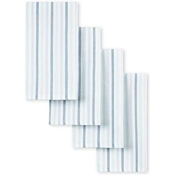 Martha Stewart Daisy Stripe Napkin Set 4-Pack, Blue, 19"x19" | Amazon (US)