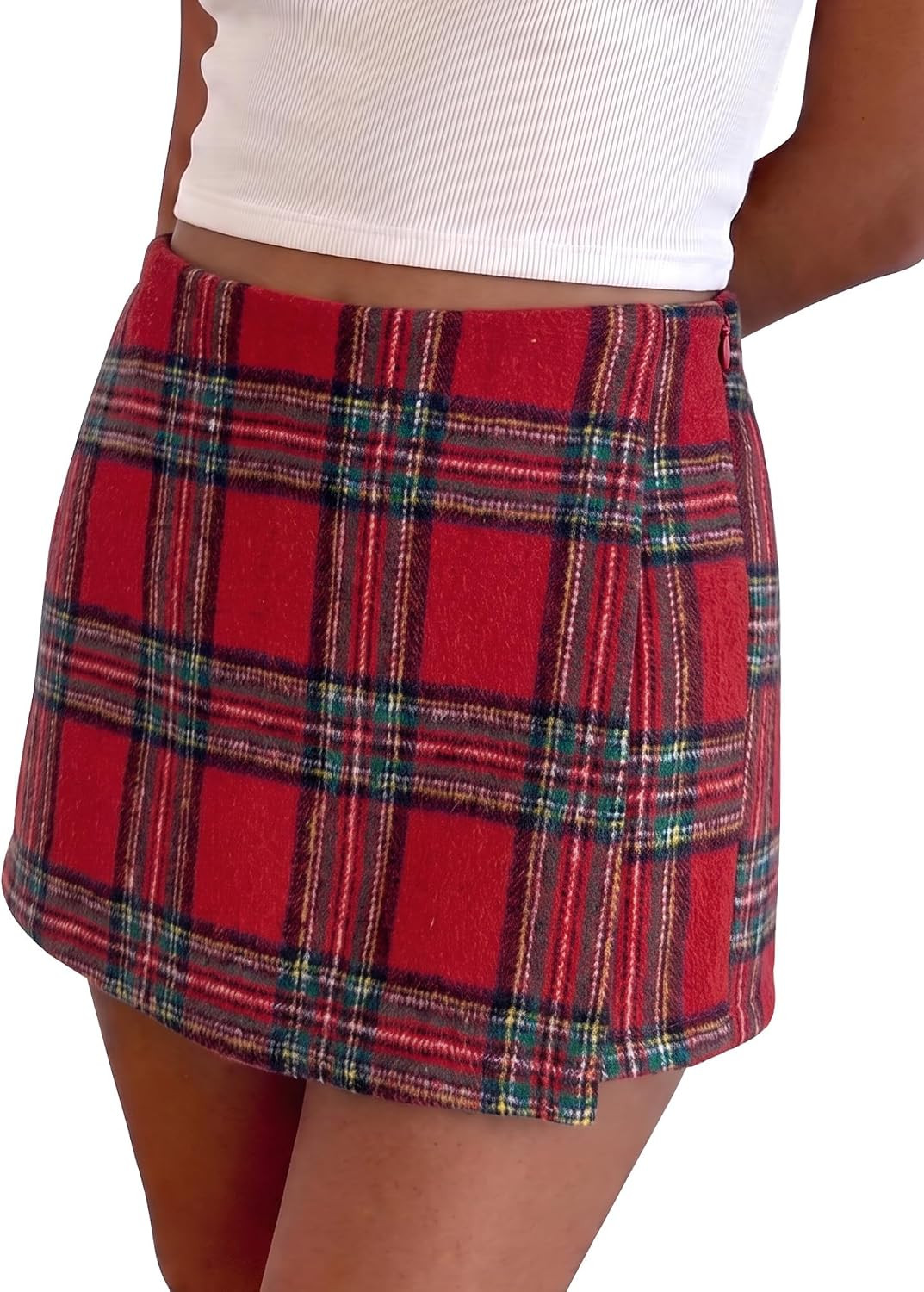luvamia Plaid Skorts for Woman High Waist Mini Wrap Skort Skirt with Shorts | Amazon (US)