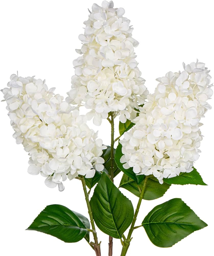 3PCS Fake Flowers Hydrangea Artificial Flowers 28" Long Stem White Faux Flowers for Vase, Real To... | Amazon (US)