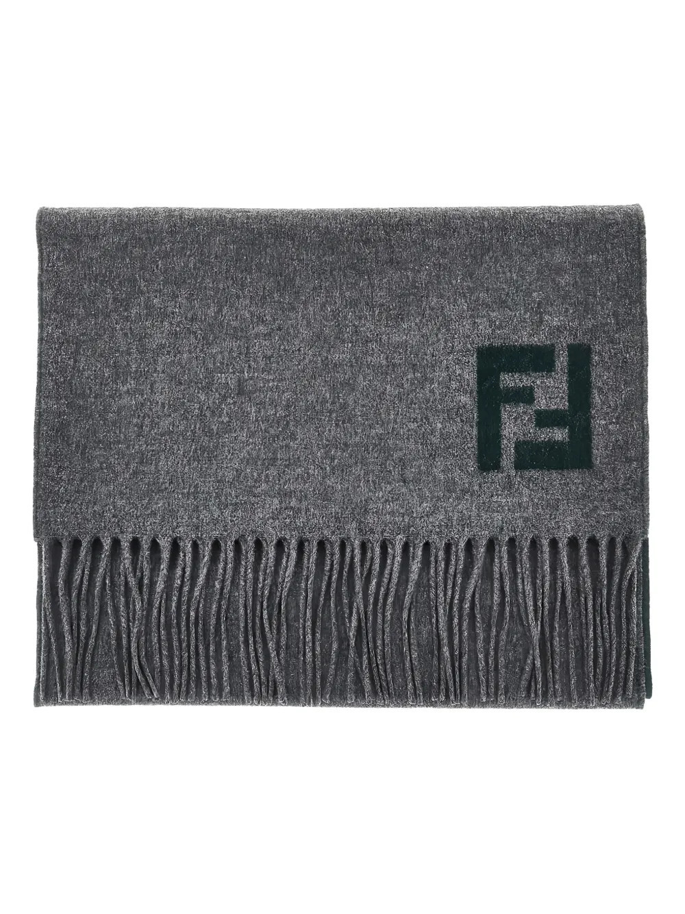 FENDI logo fringed scarf - Grey | Farfetch Global
