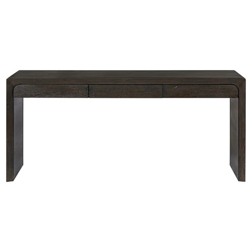 Halley Modern Classic Dark Brown Oak Wood Desk | Kathy Kuo Home