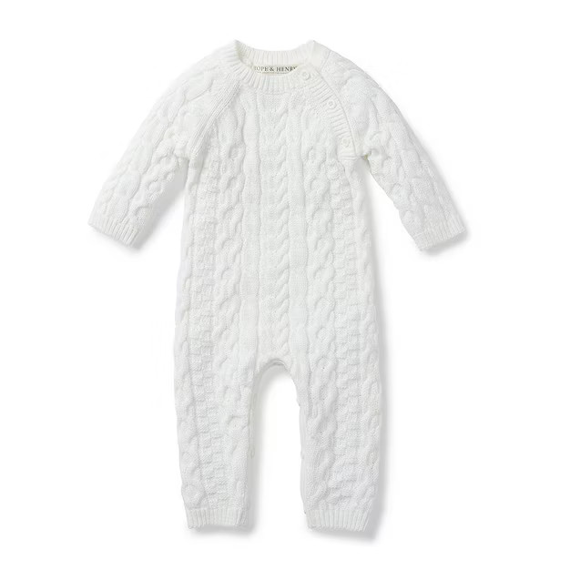 Hope & Henry Layette Long Sleeve Cable Knit Sweater Romper, Infant | Target