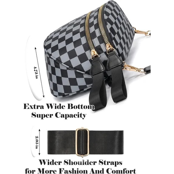 Checkered Crossbody Bum Bag for Women, Spacious Waterproof Nylon Fanny Pack with RFID Blocking, A... | Walmart (US)