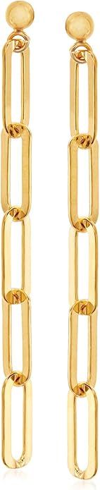 Amazon.com: Ross-Simons Italian 18kt Gold Over Sterling Paper Clip Link Linear Drop Earrings: Clo... | Amazon (US)