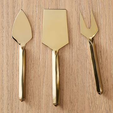 Faceted Brass Cheese Knives (Set of 3) | West Elm (US)