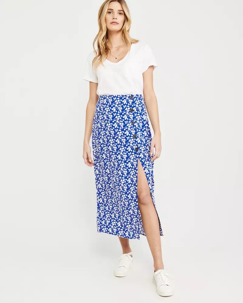 Button-Front Maxi Skirt | Abercrombie & Fitch US & UK