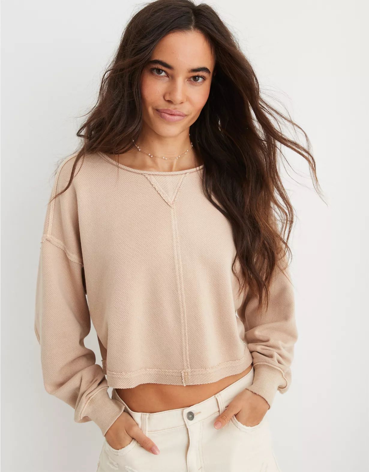 Aerie Beach Party Cropped Crewneck | American Eagle Outfitters (US & CA)