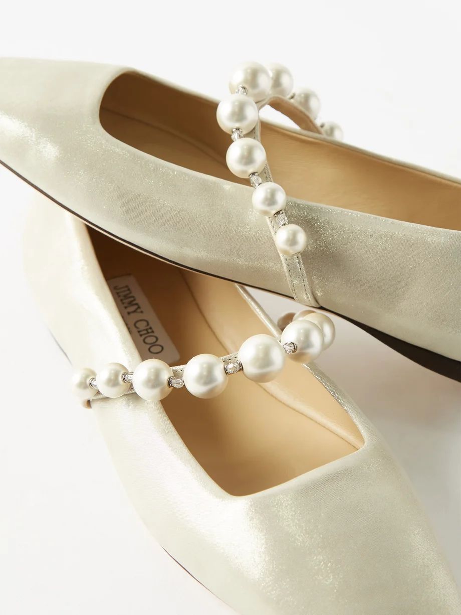 Ade faux pearl-embellished satin ballet flats | Jimmy Choo | Matches (US)