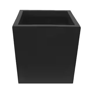 Citadel Cube 14 in. x 14 in. Slate Rubber Self-Watering Planter | The Home Depot