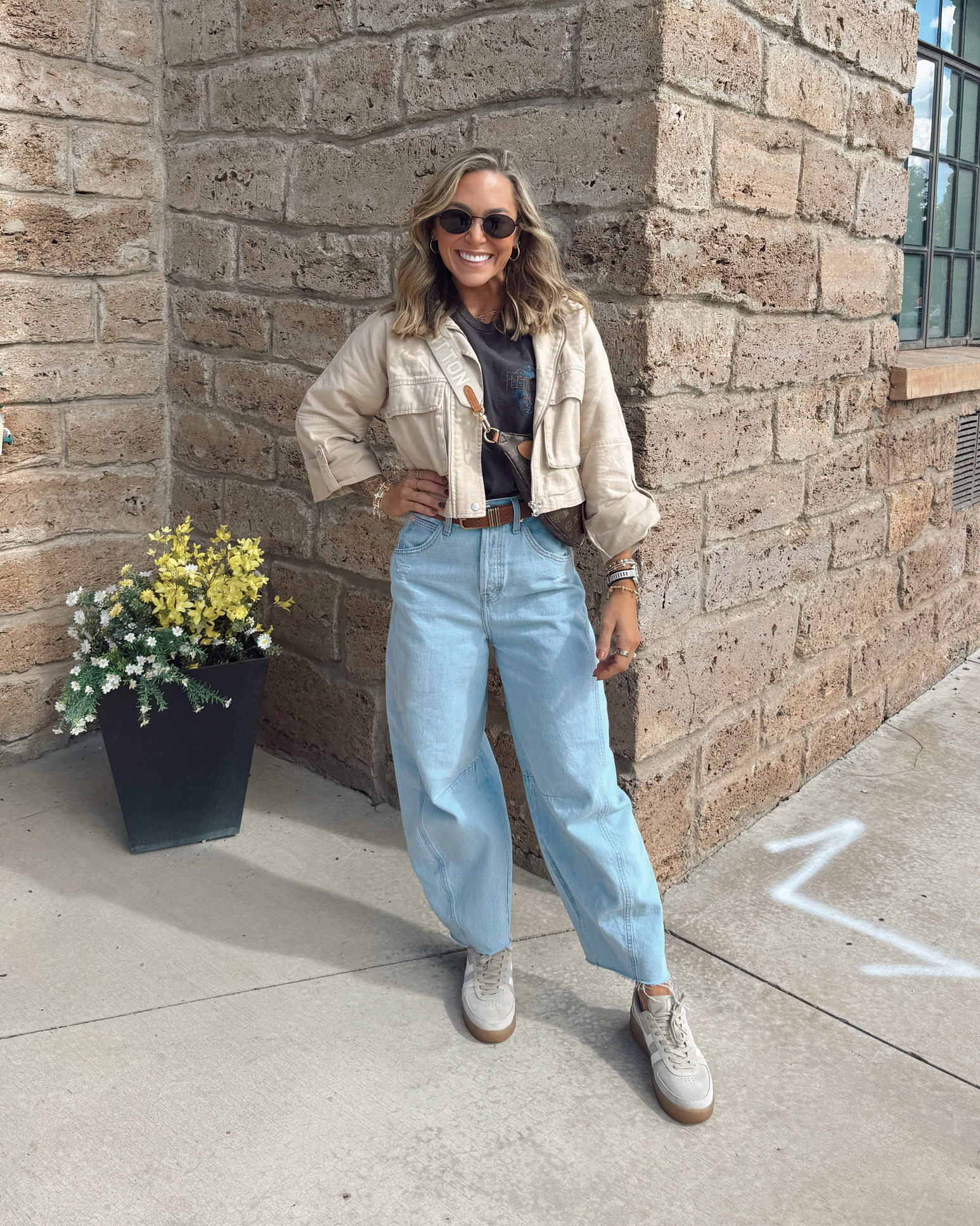 OOTD in Utah⛰️🖤 this Target jacket is so perfect over a graphic tee w/ the sleeves that roll up! I’m wearing a small! Barrel jeans - size 2, shoes tts! Graphic tee under is old😌

Cute fall fit / easy style / buckle / comfy / Holley Gabrielle / travel

#LTKFindsUnder100 #LTKSeasonal #LTKStyleTip