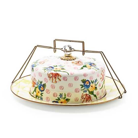 MacKenzie-Childs | Wildflowers Enamel Cake Carrier - Pink | MacKenzie-Childs