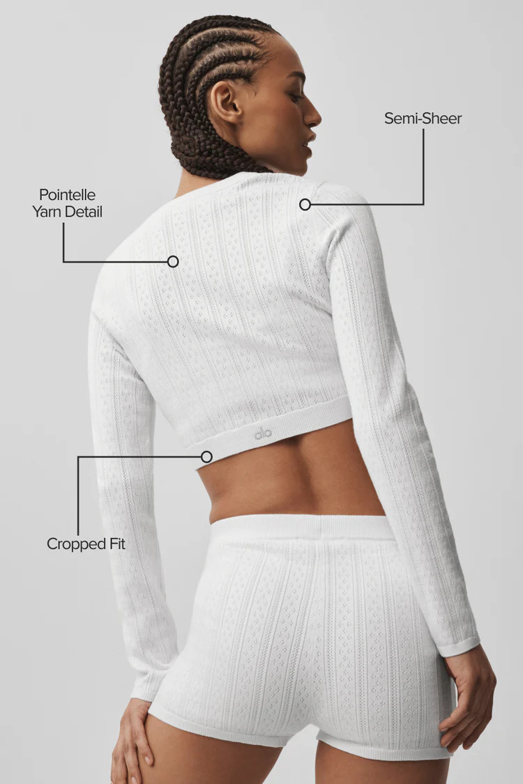 Pointelle Sweater Be Mine Cardigan - Semi Sheer White | Alo Yoga (US)