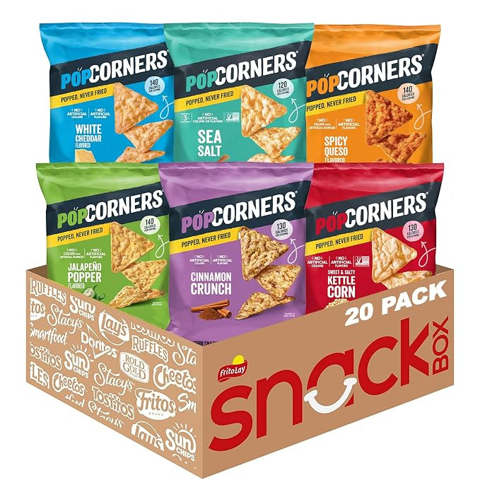 PopCorners Popped Corn Chips, 6 Flavor Variety Snack Pack, 1 oz Bags, (20 Pack), Gluten Free, No ... | Amazon (US)