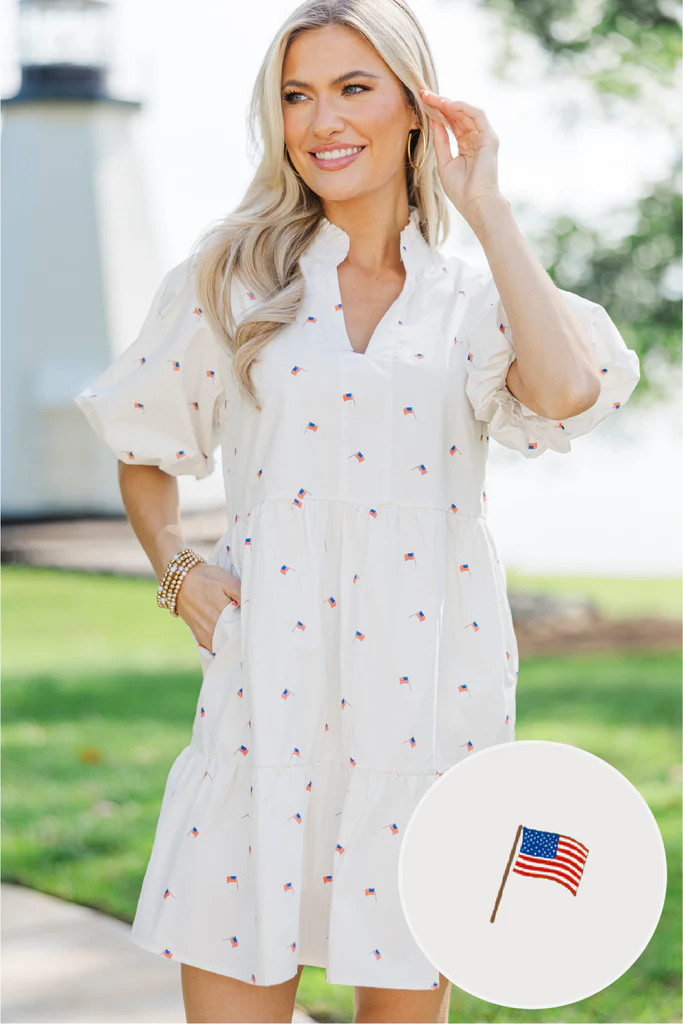 When You Know White Patriotic Babydoll Dress | The Mint Julep Boutique