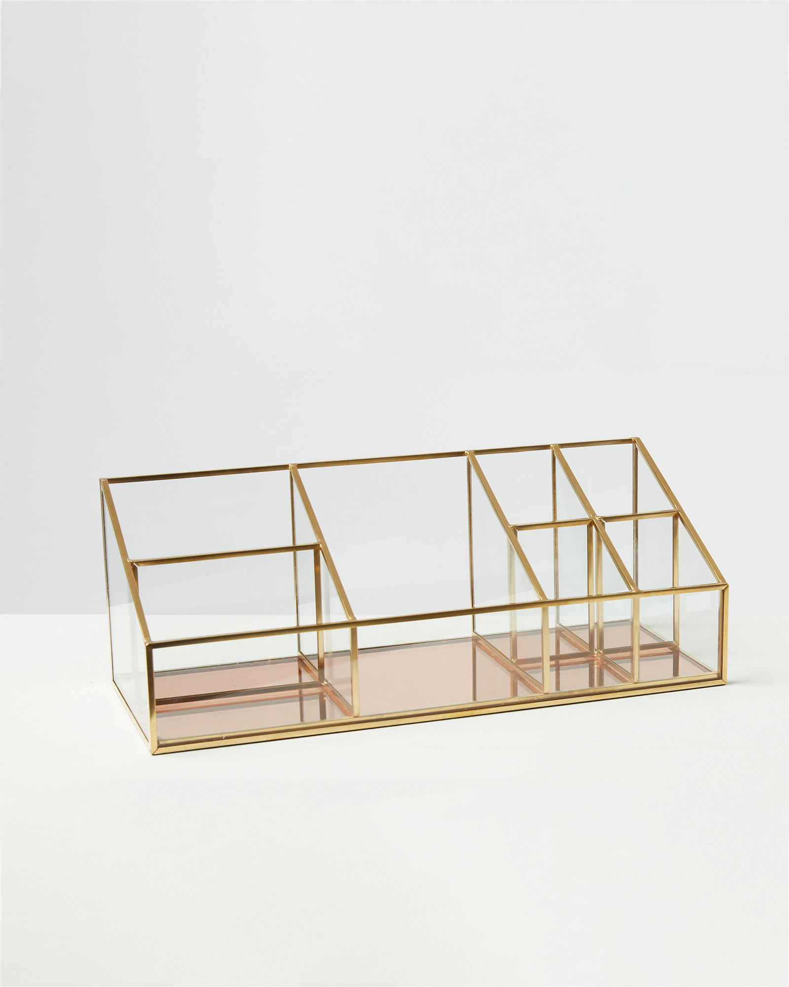 Pink Gold & Glass Beauty Storage Organiser | Oliver Bonas | Oliver Bonas (Global)