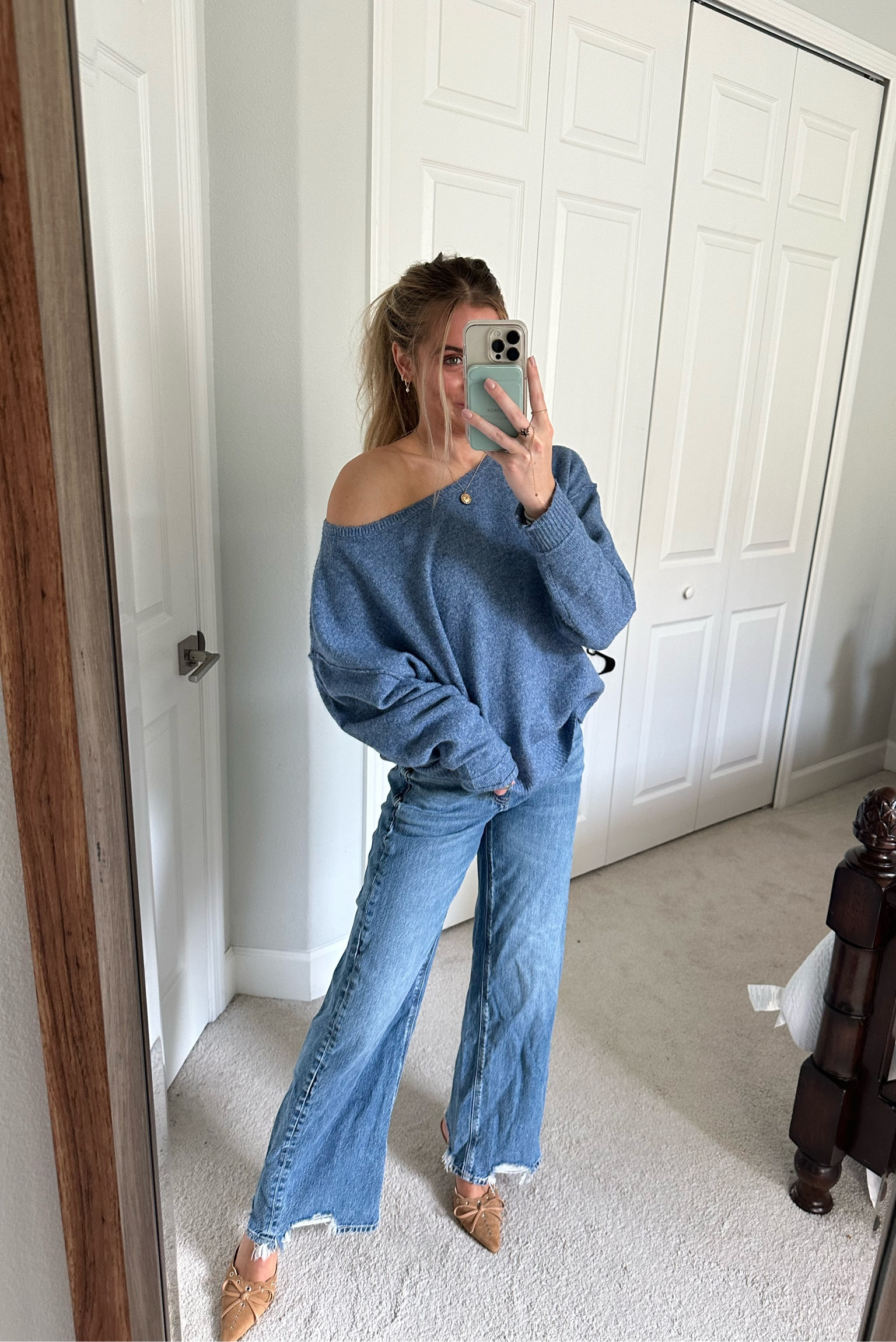 AE Whoa So Soft Ballet-Neck Sweater wearing size XS, washed blue. AE Dreamy Drape Super High-Waisted Baggy Wide-Leg Jean wearing medium bright indigo in size 0 regular.  #AEpartner #AEjeans @americaneagle American Eagle. American Eagle outfitters. Fall fashion. Winter fashion. Denim. Jeans. Wide leg baggy jeans. Loungewear.  #outfit #ootd #outfitoftheday #outfitofthenight #outfitvideo #coldweatheroutfits #nightoutoutfit #holidaystyle #holidayoutfit #whatiwore #style #outfitinspo #outfitideas

#LTKsalealert #LTKfindsunder50 #LTKstyletip