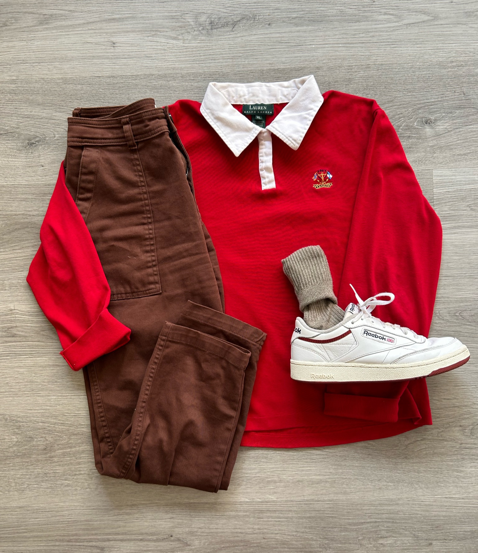 Red rugby shirt work outfit 

#LTKmens #LTKworkwear #LTKSeasonal