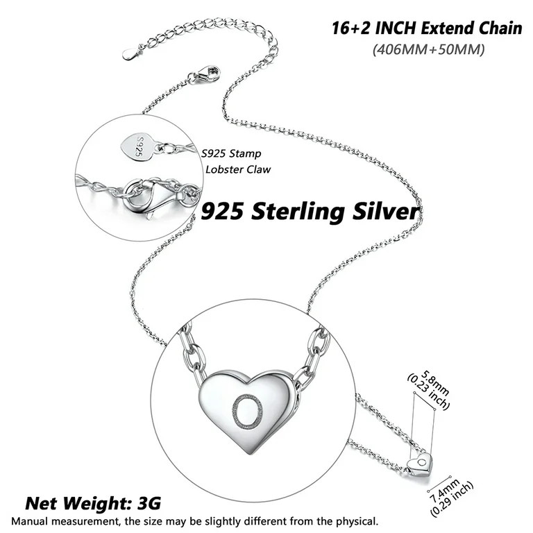 Silvora Tiny Heart Initial Letter Necklace for Women 925 Sterling Silver with J Pendant Necklaces... | Walmart (US)