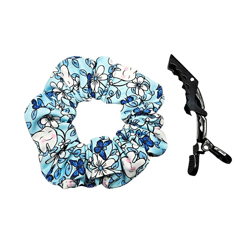 Floral Happy Teeth Dental Scrunchie for Women, Dental Assistant Hygienist Hair Tie, Big Hair Elas... | Etsy (US)