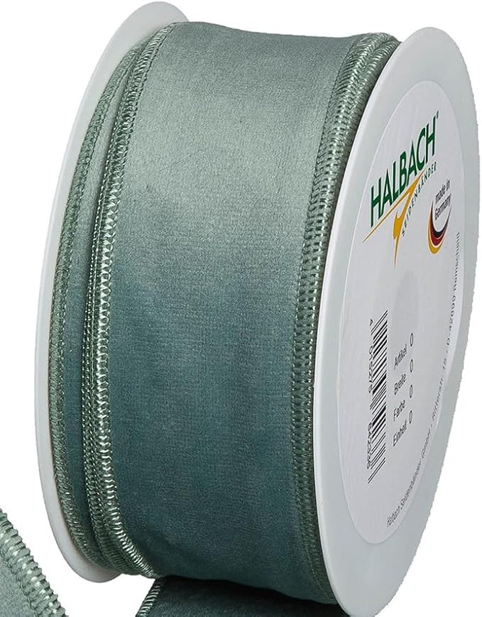 FloristryWarehouse Sage Green Christmas Velvet Fabric Ribbon 2 inches Wide on 9 Yards roll. Wired... | Amazon (US)