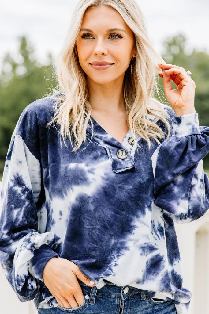 You're A Winner Navy Blue Tie Dye Top | The Mint Julep Boutique