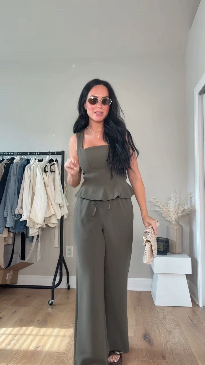 This outfit always makes me feel so put together and elevated  🫒I will have my outfit details on my LTK in the outfit inspo section! 

My sizing 5’7, 145lbs, 32dd
I’m wearing a size M top, size small pants 