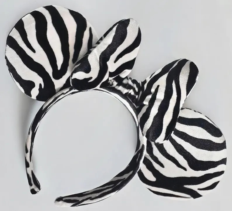 Zebra Print Velvet Mouse Ears With Zebra Print Bow - Etsy | Etsy (Global)