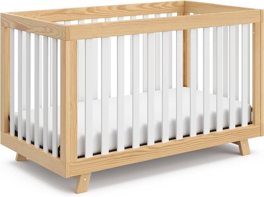 Storkcraft Beckett Convertible Crib (Natural with White Slats) – Converts from Baby Crib to Tod... | Amazon (US)