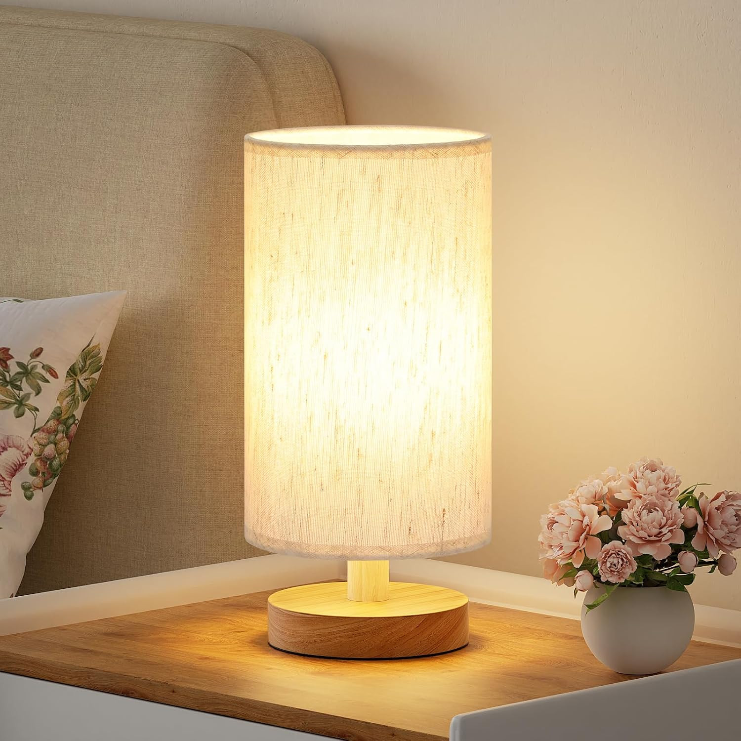 9" Small Table Lamp for Bedroom - Inline Control with 3000K Bulb | Amazon (US)