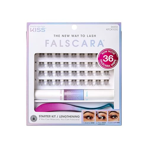 FALSCARA Complete DIY Eyelash Extensions Starter Kit, Bond & Seal, Precision Applicator & 36 Lengthening 10mm-12mm Natural Volume Lash Extension Wisps, Sporty Style & Rounded Shape | Amazon (US)