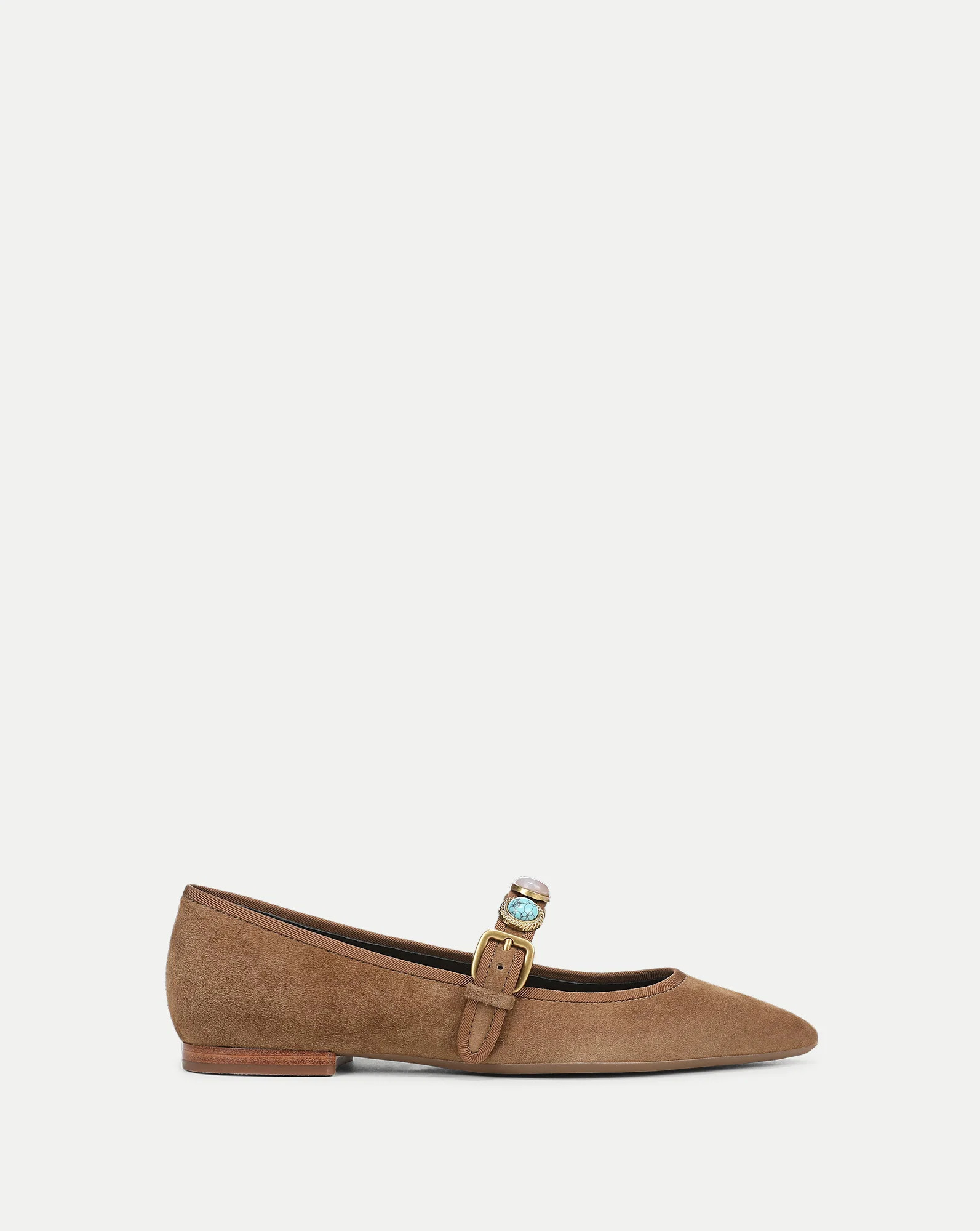 Selene Embellished Suede Flat in Light Brown Chestnut | Veronica Beard | Veronica Beard