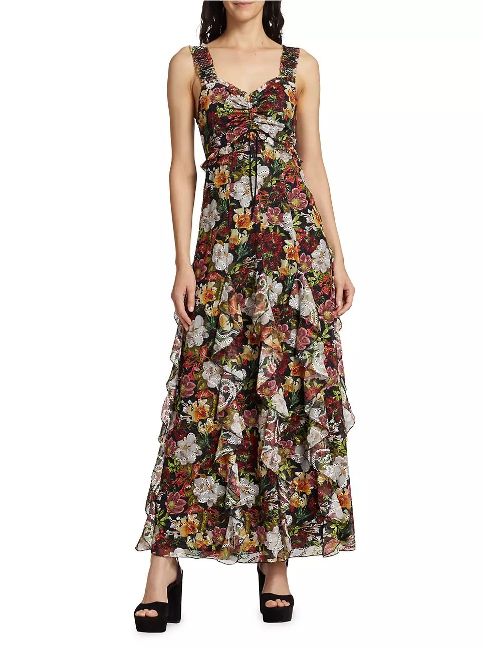 Alice + Olivia Rue Floral Ruffle Maxi Dress | Saks Fifth Avenue