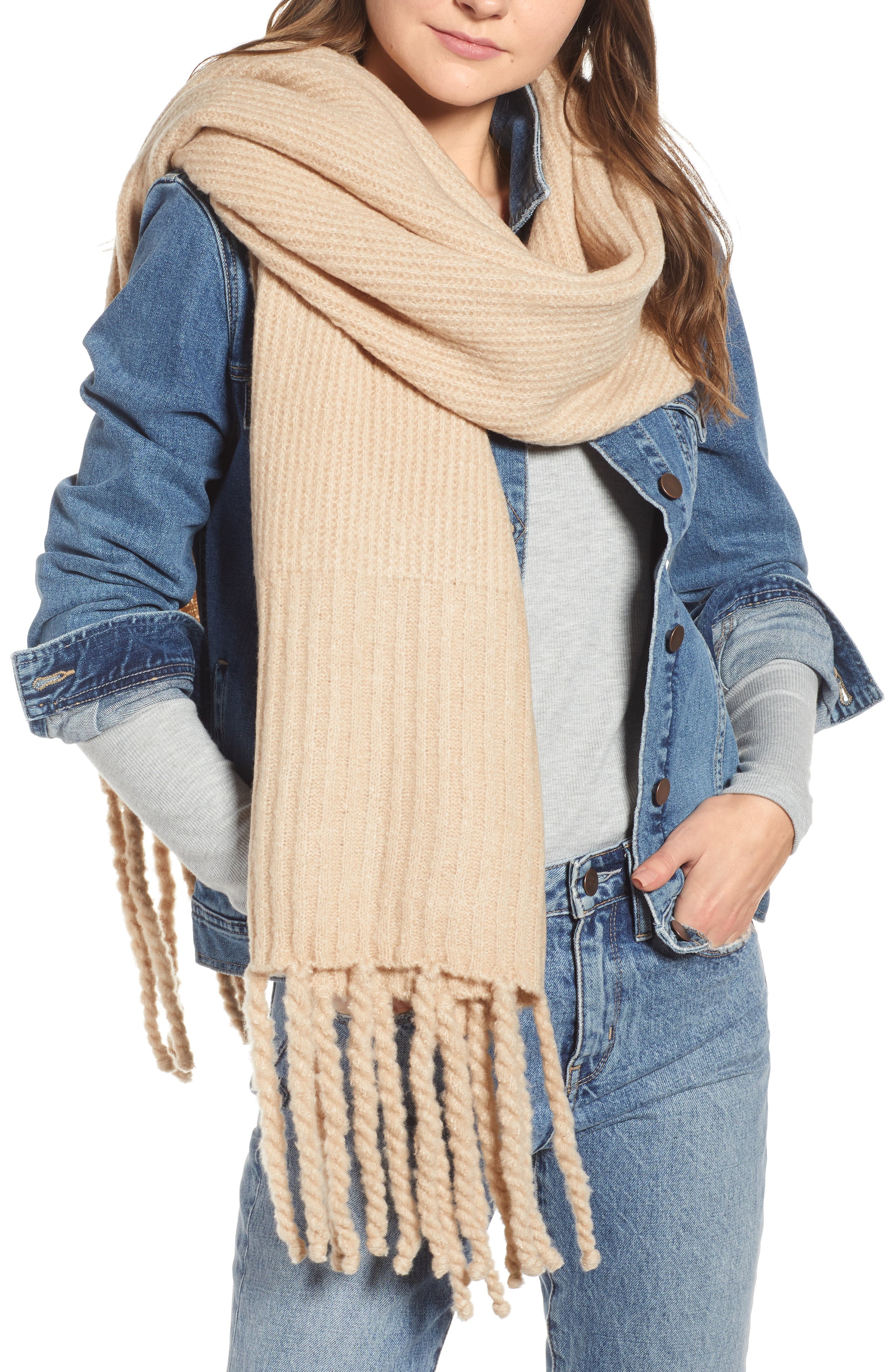 Free People Jaden Rib Knit Blanket Scarf | Nordstrom